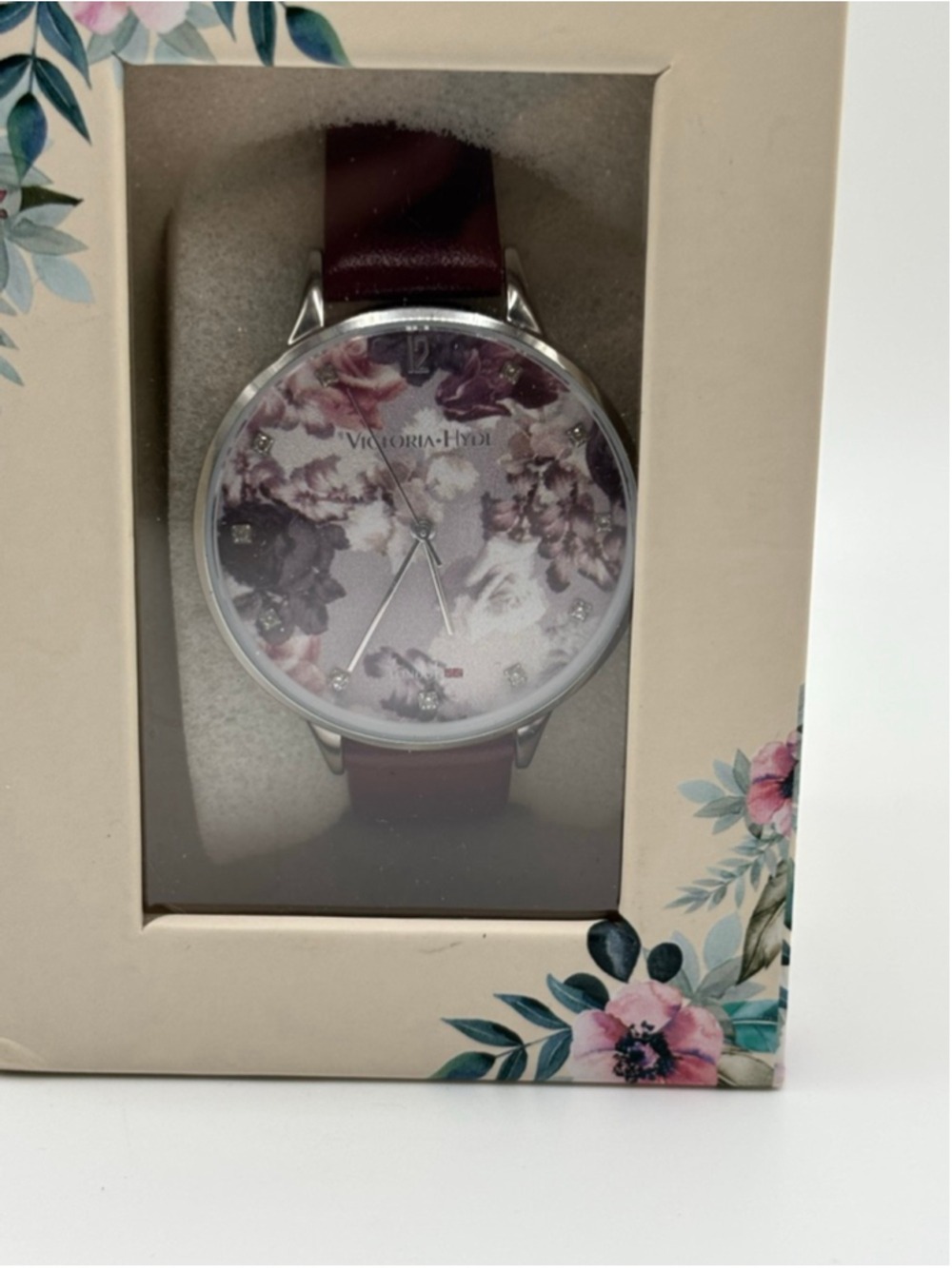 Victoria Hyde London Burgundy Floral Dial Watch - Picture 6 of 6